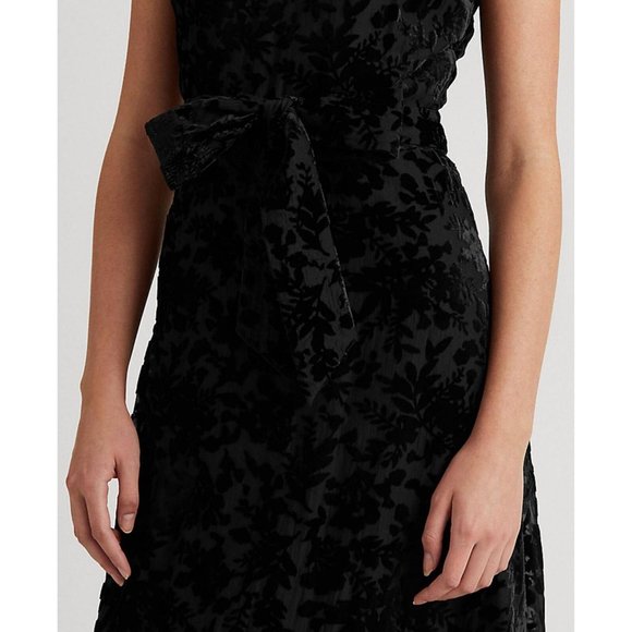 NEW Lauren Ralph Lauren Burnout Velvet Cocktail Dress 253854951001 Black 4 - Picture 4 of 5